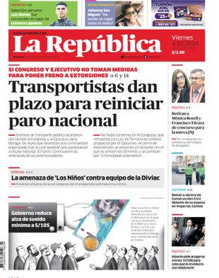 Edición Impresa - La Republica | Norte - Viernes 04 de Octubre del 2024