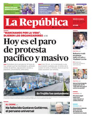 Edición Impresa - La Republica | Lima - Miercoles 23 de Octubre del 2024