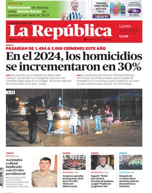 Edición Impresa - La Republica | Sur - Lunes 02 de Diciembre del 2024