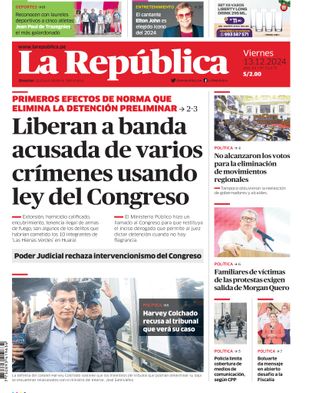 Edición Impresa - La Republica | Sur - Viernes 13 de Diciembre del 2024