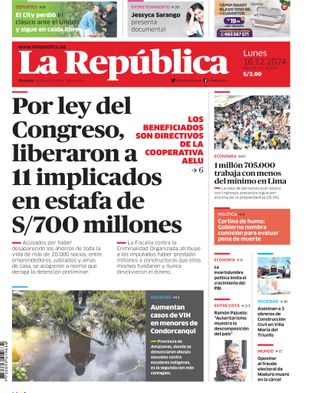 Edición Impresa - La Republica | Norte - Lunes 16 de Diciembre del 2024