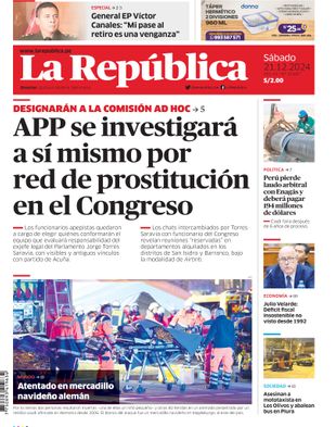 Edición Impresa - La Republica | Sur - Sabado 21 de Diciembre del 2024