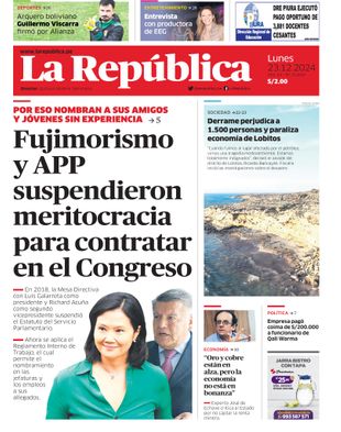 Edición Impresa - La Republica | Norte - Lunes 23 de Diciembre del 2024