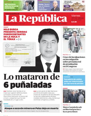 Edición Impresa - La Republica | Norte - Viernes 27 de Diciembre del 2024