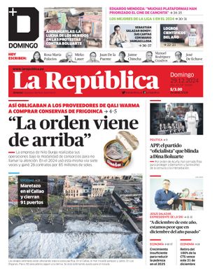 Edición Impresa - La Republica | Lima - Domingo 29 de Diciembre del 2024