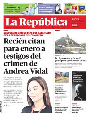 Edición Impresa - La Republica | Lima - Lunes 30 de Diciembre del 2024