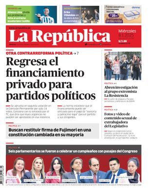 Edición Impresa - La Republica | Lima - Miercoles 08 de Enero del 2025