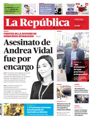 Edición Impresa - La Republica | Lima - Viernes 24 de Enero del 2025