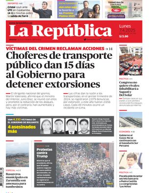 Edición Impresa - La Republica | Sur - Lunes 07 de Abril del 2025