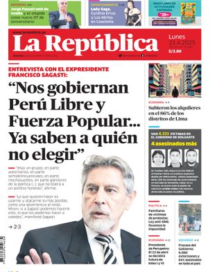 Edición Impresa - La Republica | Sur - Lunes 21 de Abril del 2025