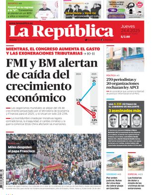 Edición Impresa - La Republica | Sur - Jueves 24 de Abril del 2025