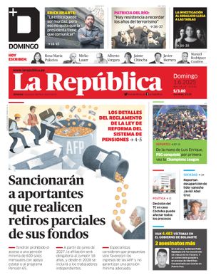 Edición Impresa - La Republica | Lima - Domingo 01 de Junio del 2025