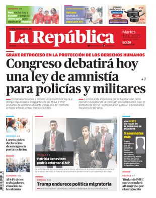 Edición Impresa - La Republica | Lima - Martes 10 de Junio del 2025