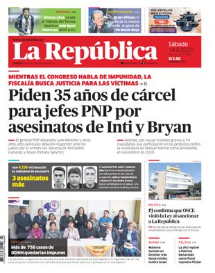 Edición Impresa - La Republica | Lima - Sabado 14 de Junio del 2025