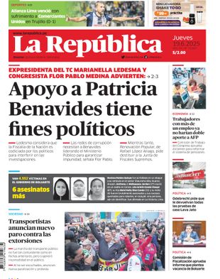 Edición Impresa - La Republica | Norte - Jueves 19 de Junio del 2025