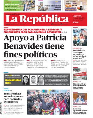Edición Impresa - La Republica | Sur - Jueves 19 de Junio del 2025