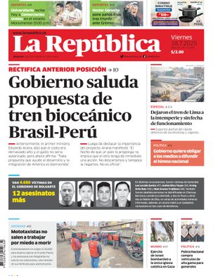 Edición Impresa - La Republica | Norte - Viernes 18 de Julio del 2025