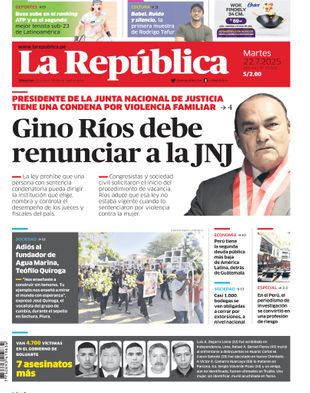 Edición Impresa - La Republica | Norte - Martes 22 de Julio del 2025