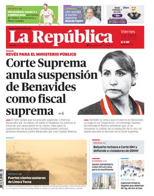 Edición Impresa - La Republica | Lima - Viernes 01 de Agosto del 2025