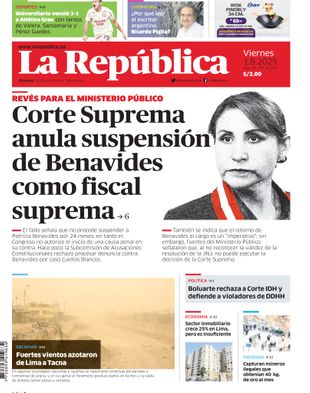 Edición Impresa - La Republica | Sur - Viernes 01 de Agosto del 2025