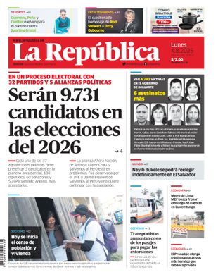 Edición Impresa - La Republica | Lima - Lunes 04 de Agosto del 2025