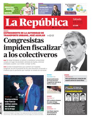 Edición Impresa - La Republica | Lima - Sabado 09 de Agosto del 2025