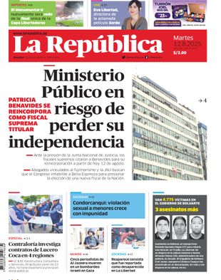 Edición Impresa - La Republica | Sur - Martes 12 de Agosto del 2025