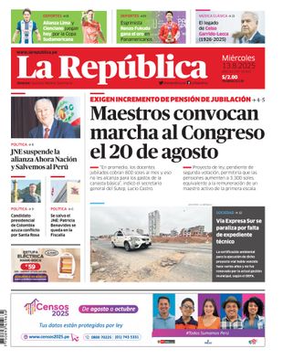 Edición Impresa - La Republica | Lima - Miercoles 13 de Agosto del 2025
