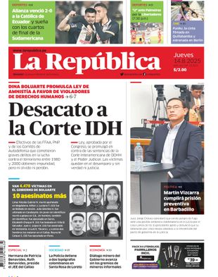 Edición Impresa - La Republica | Sur - Jueves 14 de Agosto del 2025