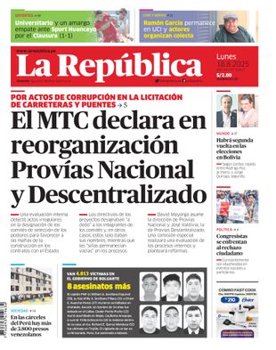 Edición Impresa - La Republica | Lima - Lunes 18 de Agosto del 2025