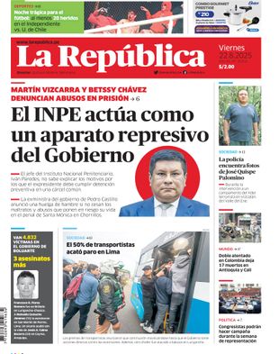 Edición Impresa - La Republica | Sur - Viernes 22 de Agosto del 2025
