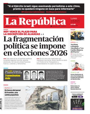 Edición Impresa - La Republica | Lima - Lunes 01 de Setiembre del 2025