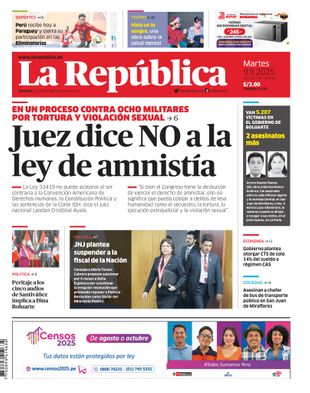 Edición Impresa - La Republica | Lima - Martes 09 de Setiembre del 2025