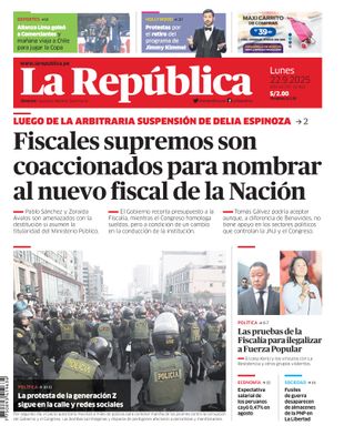 Edición Impresa - La Republica | Lima - Lunes 22 de Setiembre del 2025
