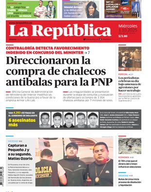 Edición Impresa - La Republica | Norte - Miercoles 01 de Octubre del 2025