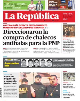 Edición Impresa - La Republica | Sur - Miercoles 01 de Octubre del 2025