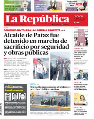 Edición Impresa - La Republica | Sur - Sabado 04 de Octubre del 2025