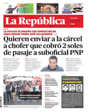 Edición Impresa - La Republica | Lima - Jueves 09 de Octubre del 2025