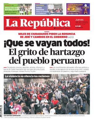 Edición Impresa - La Republica | Lima - Jueves 16 de Octubre del 2025