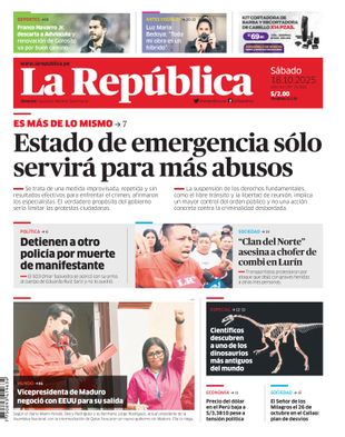 Edición Impresa - La Republica | Lima - Sabado 18 de Octubre del 2025