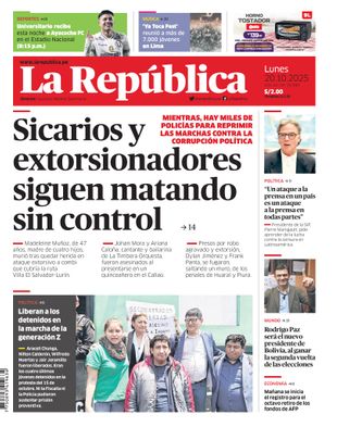 Edición Impresa - La Republica | Lima - Lunes 20 de Octubre del 2025