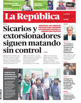 Edición Impresa - La Republica | Sur - Lunes 20 de Octubre del 2025
