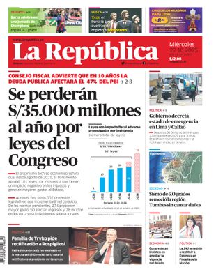 Edición Impresa - La Republica | Lima - Miercoles 22 de Octubre del 2025