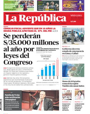 Edición Impresa - La Republica | Sur - Miercoles 22 de Octubre del 2025