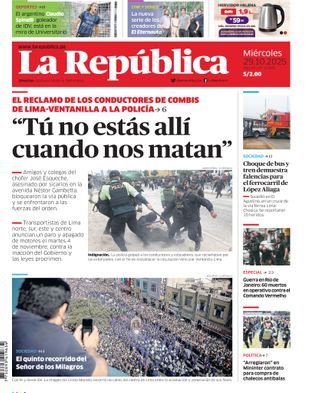 Edición Impresa - La Republica | Norte - Miercoles 29 de Octubre del 2025