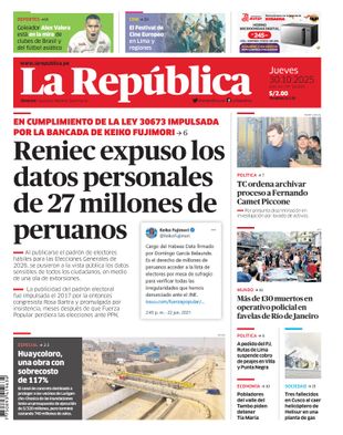 Edición Impresa - La Republica | Lima - Jueves 30 de Octubre del 2025