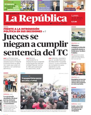 Edición Impresa - La Republica | Sur - Lunes 03 de Noviembre del 2025
