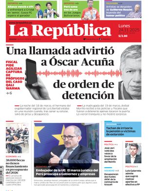 Edición Impresa - La Republica | Sur - Lunes 24 de Noviembre del 2025