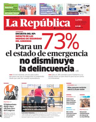 Edición Impresa - La Republica | Lima - Lunes 01 de Diciembre del 2025