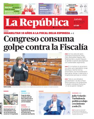 Edición Impresa - La Republica | Lima - Jueves 04 de Diciembre del 2025